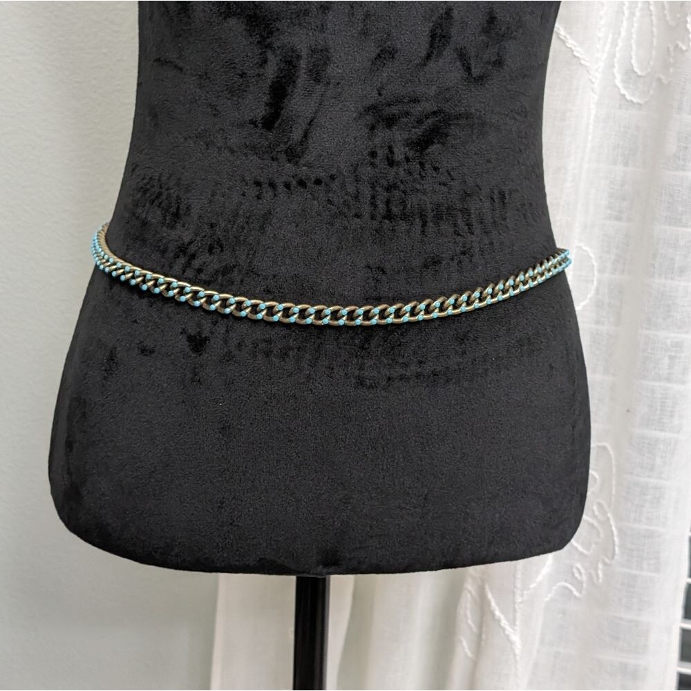 Premier Designs Bronze/Aqua Enamel Belt 40" Total Length Women